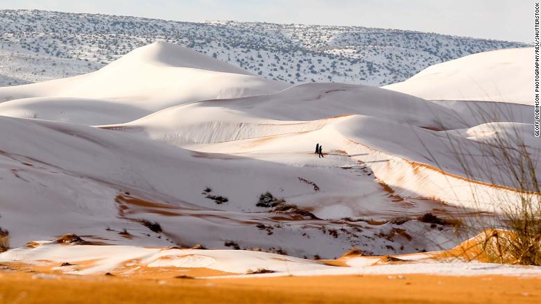 Snowfall in desert
