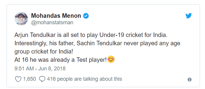 Arjun Tendulkar Selection Under-19