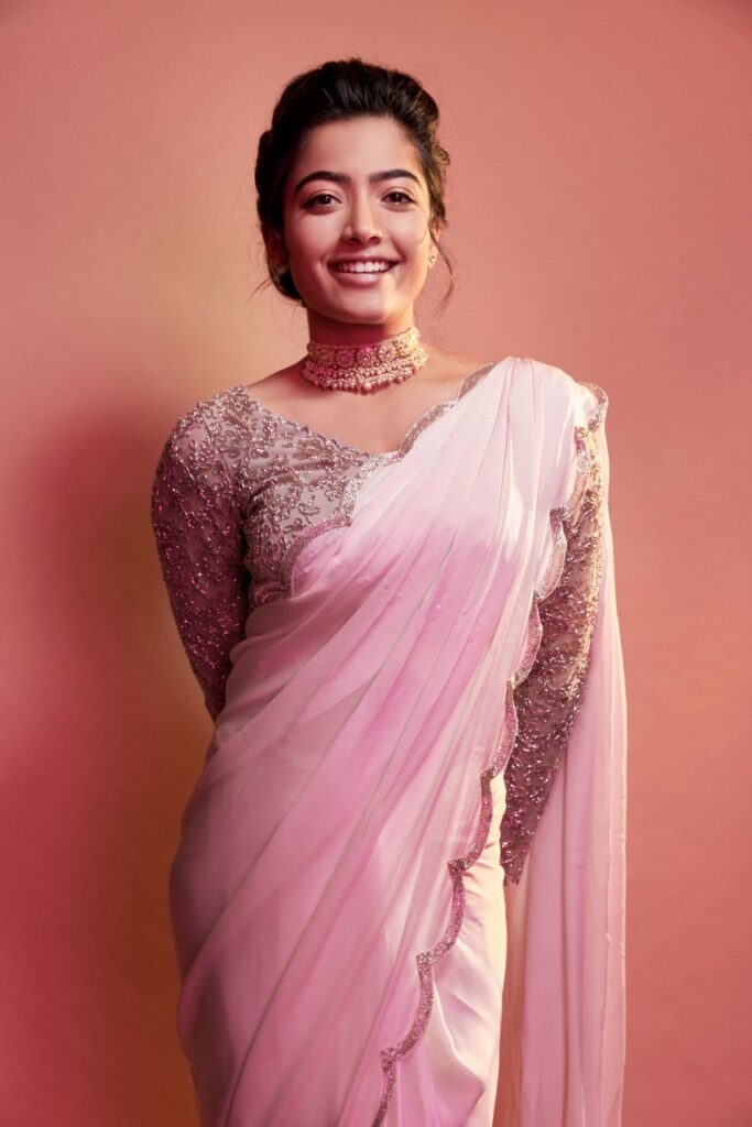 Rashmika Mandanna Pink Saaree