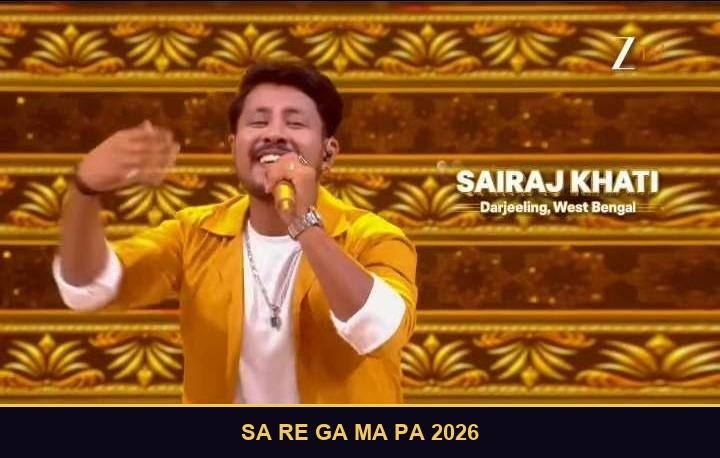 Sairaj Khati, Sa Re Ga Ma Pa 2026 contestant from Darjeeling, West Bengal, performing energetically on stage