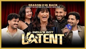 Indias Got Latent Season 2 India's Got Latent Season 2 cast photo with the show's gold logo, promoting the show's return for a new season