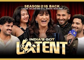 India's Got Latent Season 2 cast photo with the show's gold logo, promoting the show's return for a new season