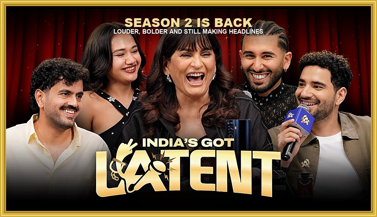 India's Got Latent Season 2 cast photo with the show's gold logo, promoting the show's return for a new season