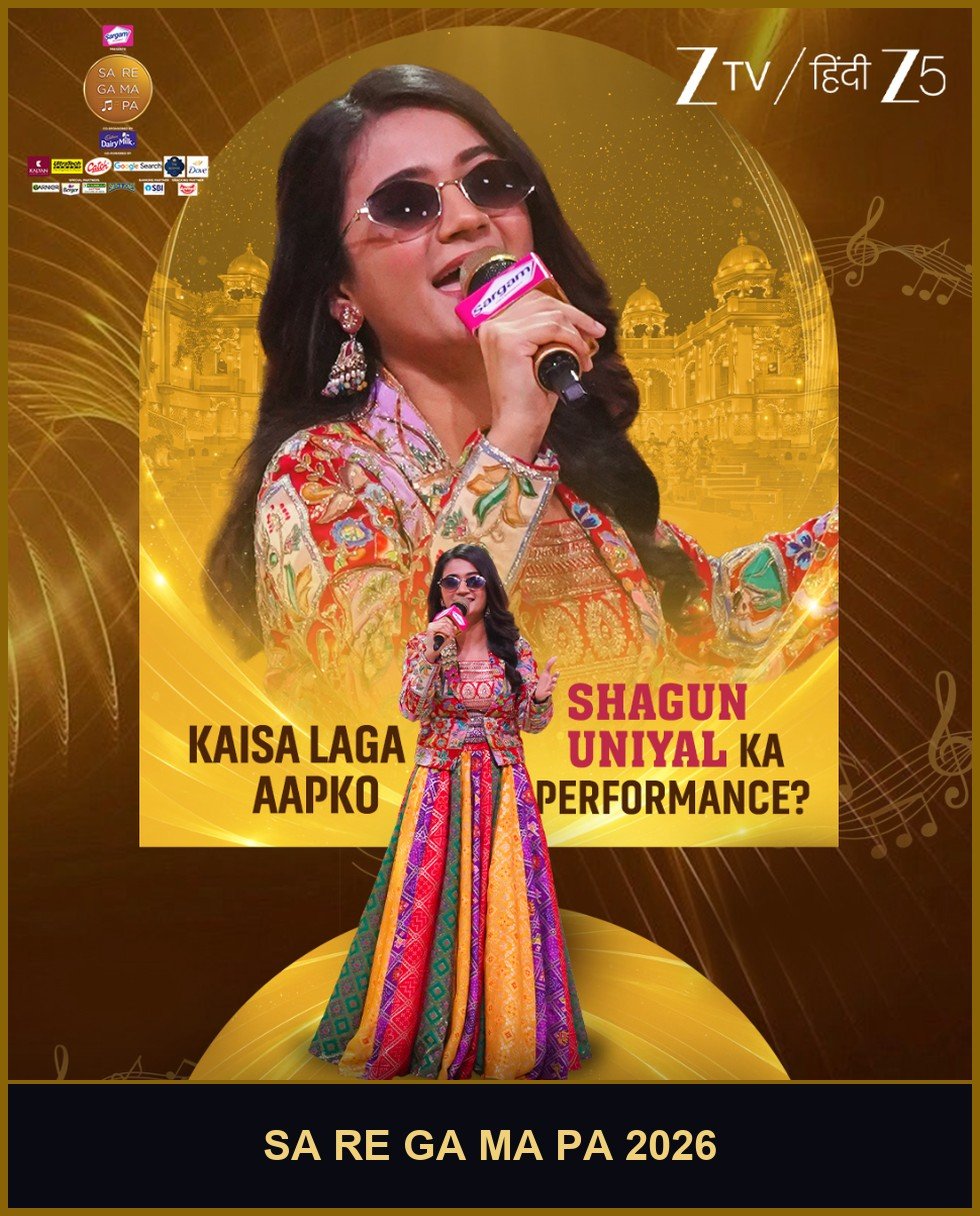 Shagun Uniyal, Sa Re Ga Ma Pa 2026 contestant from Garhwal, Uttarakhand, singing in sunglasses and a colourful outfit on Zee TV