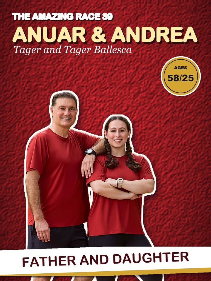 Anuar Tager and Andrea Tager Ballesca, father and daughter on The Amazing Race Season 39