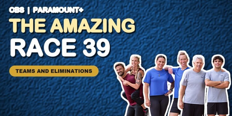 The Amazing Race Season 39 teams graphic with three of the teams
