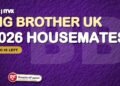 Big Brother UK 2026 housemates graphic on ITV2 with the ReadersFusion tag