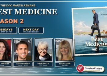 Best Medicine Season 2 graphic with the official key art and cast Abigail Spencer, Josh Segarra, Annie Potts and Eliza Coupe