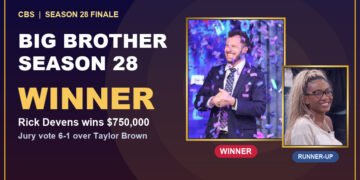 Big Brother 28 winner Rick Devens and runner-up Taylor Brown