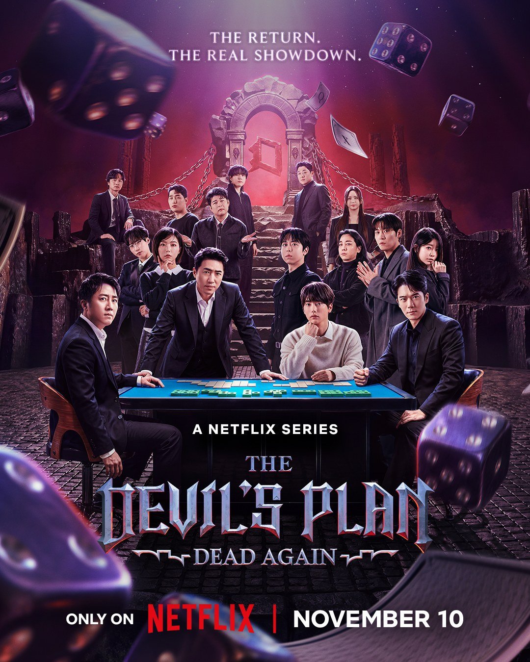 Official poster for The Devil's Plan: Dead Again with all 16 players, Netflix, November 10
