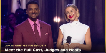 Dancing with the Stars Season 35 hosts Alfonso Ribeiro and Julianne Hough introducing the full cast