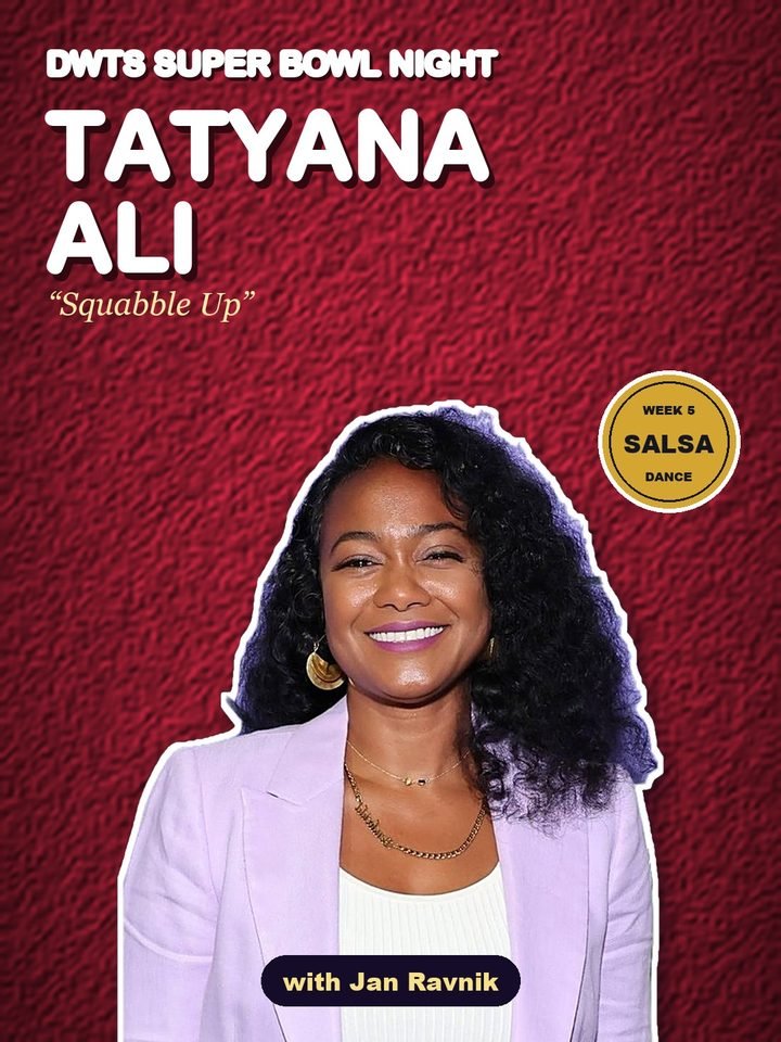 Tatyana Ali and Jan Ravnik, Salsa to Squabble Up, DWTS Season 35 Super Bowl Night