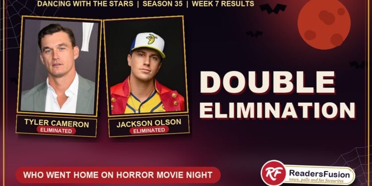 Tyler Cameron and Jackson Olson, the two celebrities eliminated in the Dancing with the Stars Season 35 Horror Movie Night double elimination