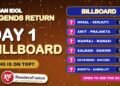 Indian Idol Legends Return Day 1 billboard with the scores hidden