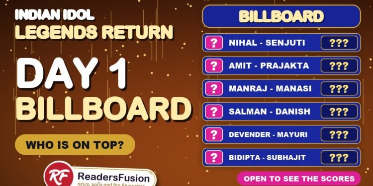 Indian Idol Legends Return Day 1 billboard with the scores hidden
