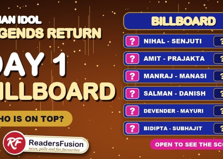 Indian Idol Legends Return Day 1 billboard with the scores hidden