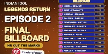 Indian Idol Legends Return Episode 2 final billboard with the scores hidden