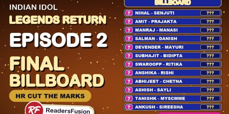 Indian Idol Legends Return Episode 2 final billboard with the scores hidden
