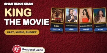 King movie poster with Shah Rukh Khan, Suhana Khan and Deepika Padukone