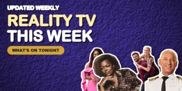 Reality TV shows this week graphic with cast members from Love Is Blind, The Traitors, The Amazing Race and Below Deck