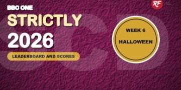 Strictly Come Dancing 2026 leaderboard and scores graphic for Halloween Week