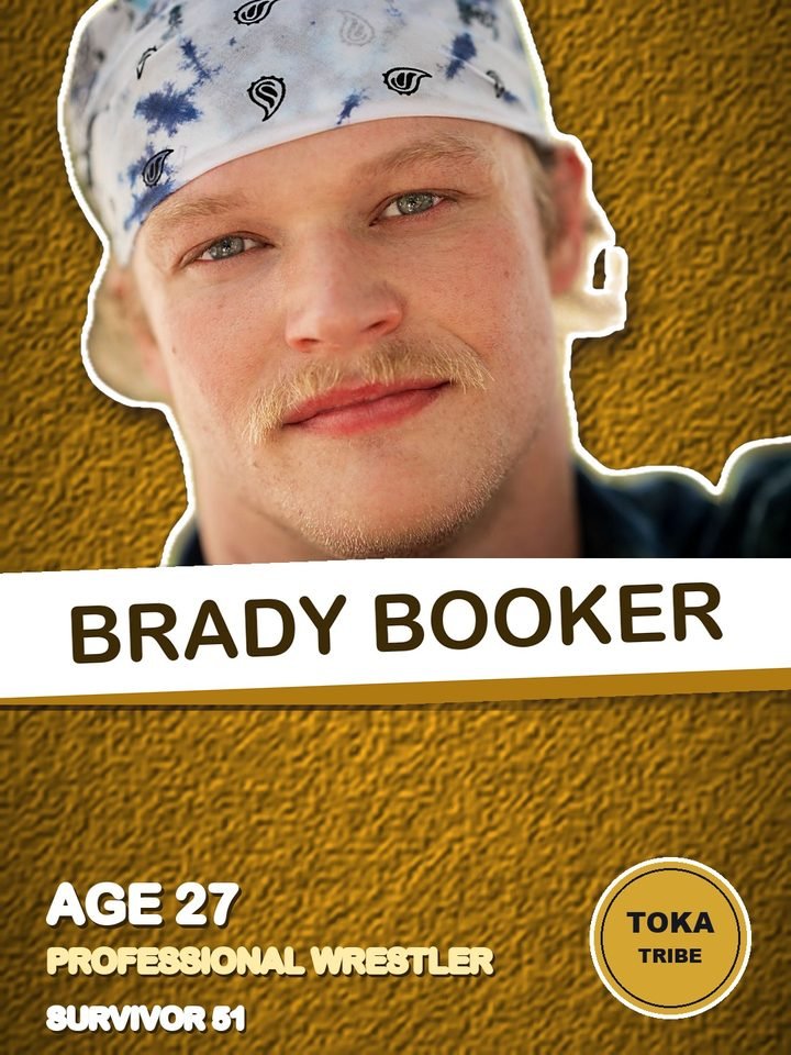 Brady Booker, professional wrestler on Survivor 51, starting on the Toka tribe