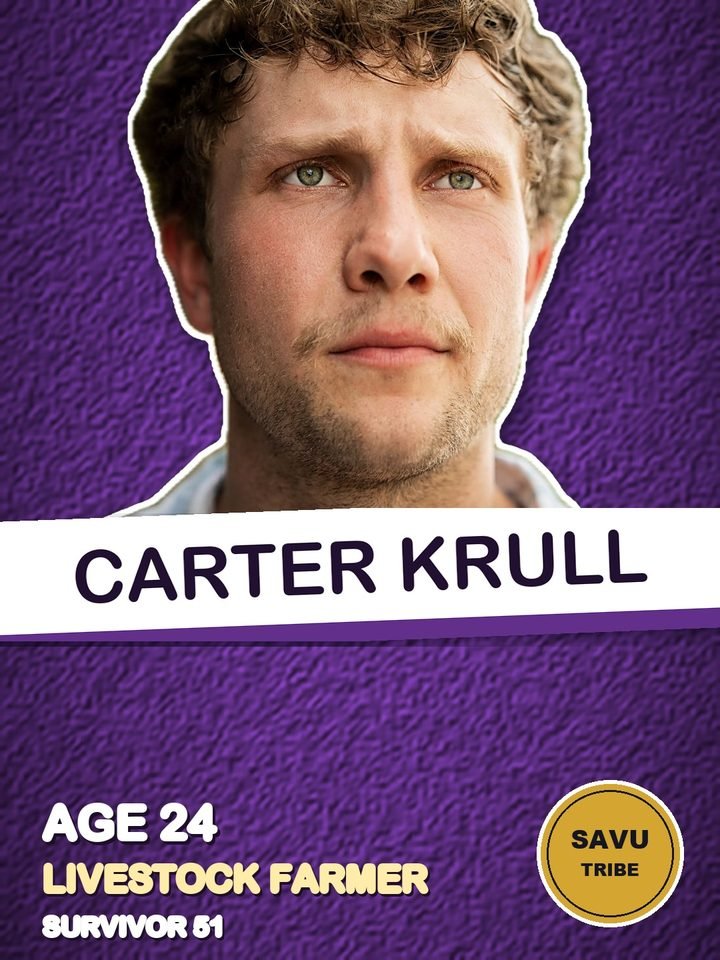 Carter Krull, livestock farmer on Survivor 51, starting on the Savu tribe