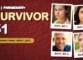Survivor 51 eliminations graphic showing Aaliyah Puglia, Ana Sani, Rob Antonson and Patt Cannaday