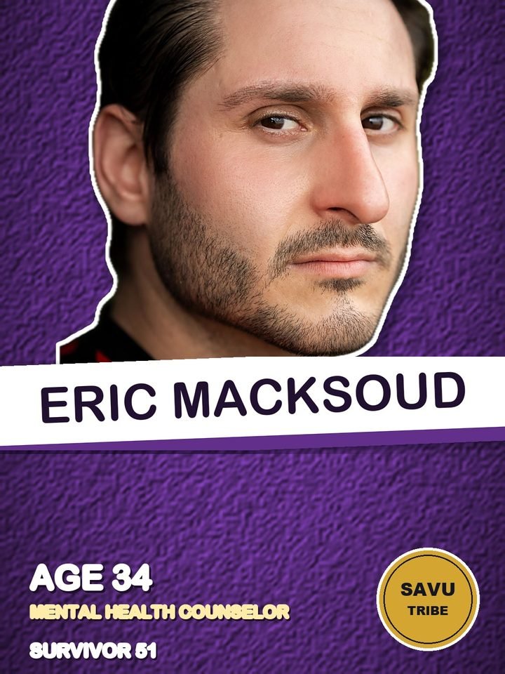 Eric Macksoud, mental health counselor on Survivor 51, starting on the Savu tribe