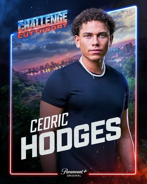 Cedric Hodges, The Challenge Season 42 Cutthroat player on Team Blue, official Paramount+ cast card