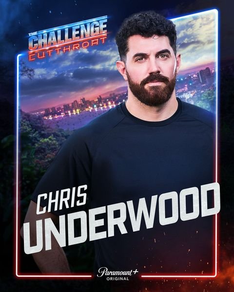 Chris Underwood, The Challenge Season 42 Cutthroat player on Team Grey, official Paramount+ cast card