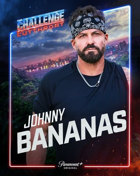 Johnny Bananas Devenanzio, The Challenge Season 42 Cutthroat player on Team Orange, official Paramount+ cast card