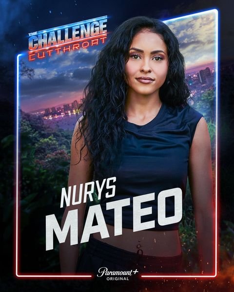 Nurys Mateo, The Challenge Season 42 Cutthroat player on Team Grey, official Paramount+ cast card