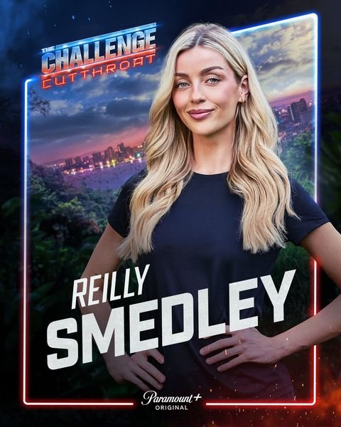 Reilly Smedley, The Challenge Season 42 Cutthroat player on Team Blue, official Paramount+ cast card