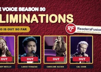 The Voice Season 30 eliminations graphic with four eliminated artists