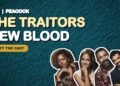 The Traitors: New Blood cast graphic with four of the players